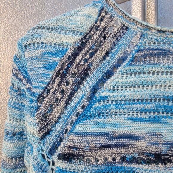 Nic + Zoe Crochet Multicolor Blue Cardigan Sweater Size PS - Picture 8 of 9